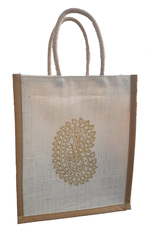 Kalamkari print jute gift bag